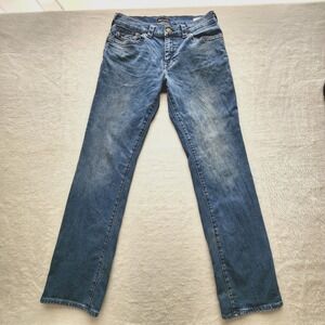 True Religion Ricky Relaxed Straight Jeans Mens 33 Blue Denim Casual Y2K 34W 33L